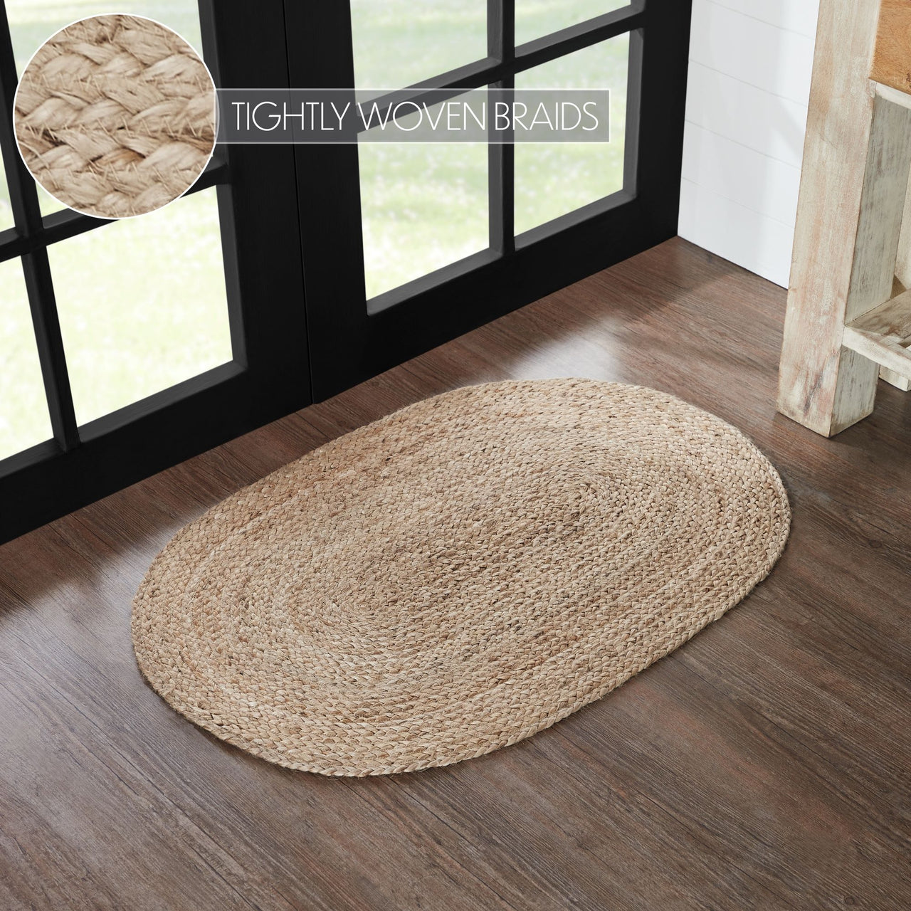 Natural Jute Rug Oval 24x36