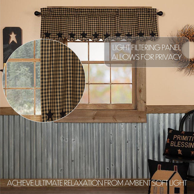 Black Star Scalloped Valance Curtain 16x60 VHC Brands - The Fox Decor