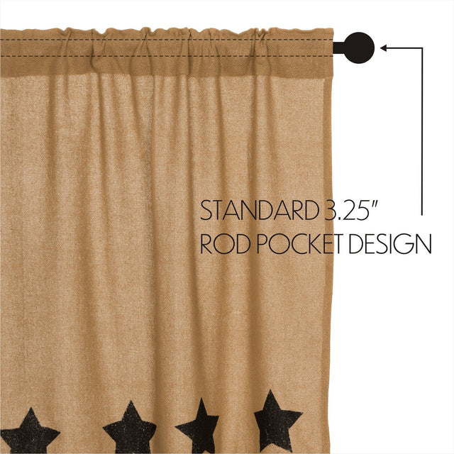 Burlap W/Black Stencil Stars Valance Curtain 16x60 VHC Brands - The Fox Decor