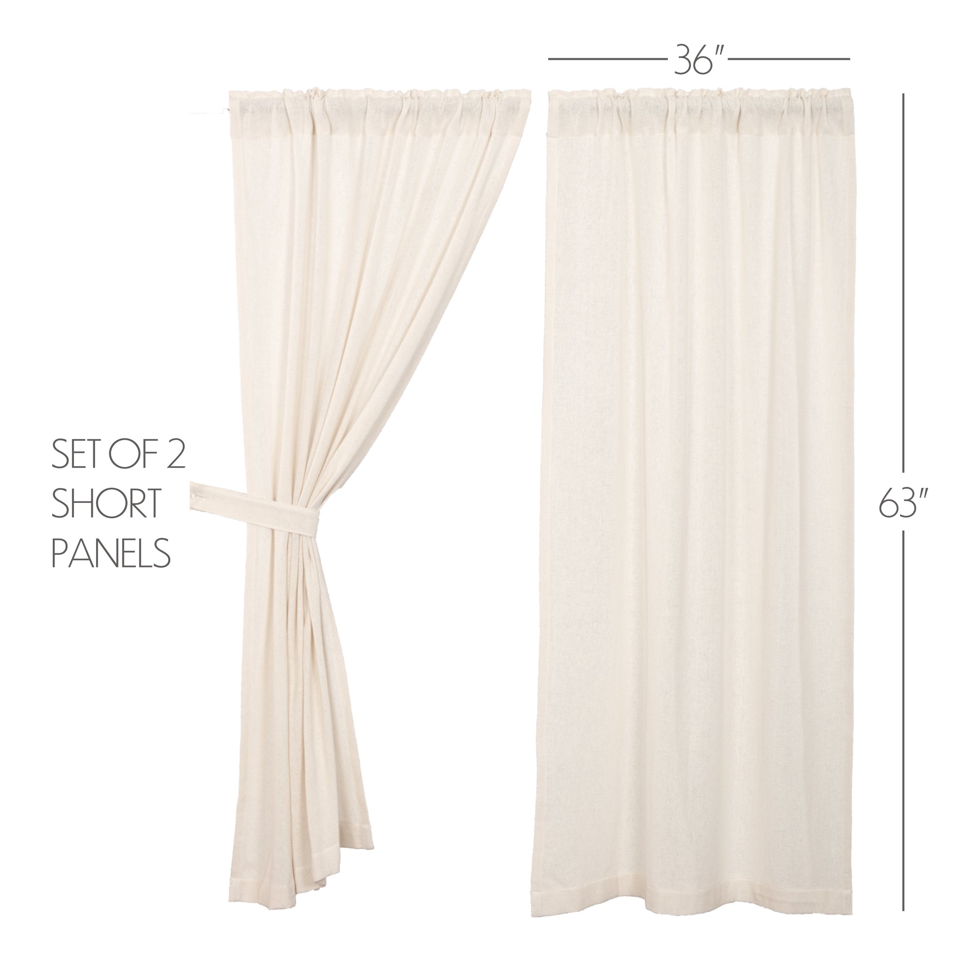 Burlap Antique White Short Panel Curtain Set of 2 63