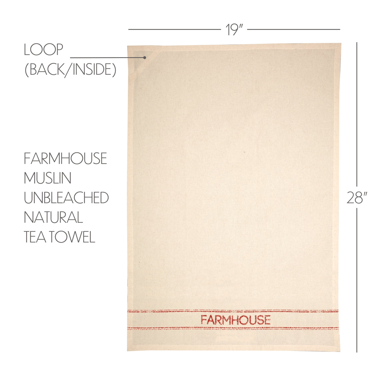 Sawyer Mill Red Farmhouse Muslin Unbleached Natural Tea Towel 19x28 VHC Brands