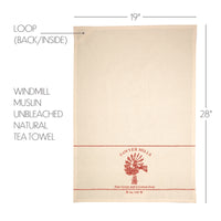 Sawyer Mill Red Windmill Muslin Unbleached Natural Tea Towel 19x28 VHC Brands