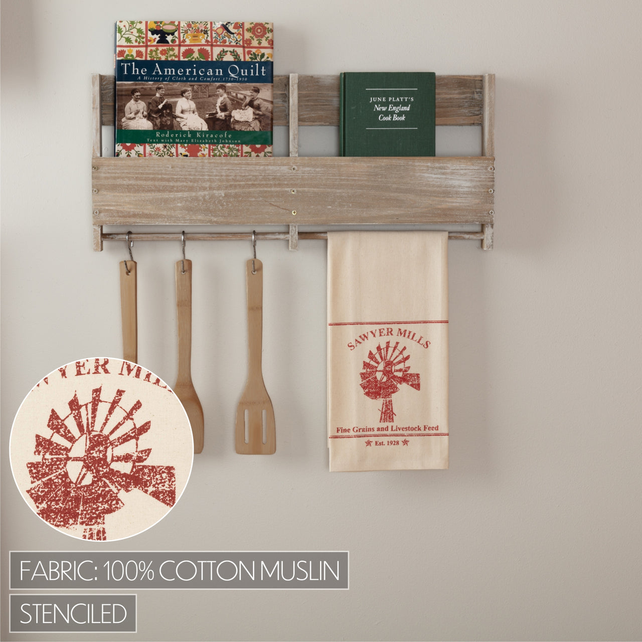 Sawyer Mill Red Windmill Muslin Unbleached Natural Tea Towel 19x28 VHC Brands