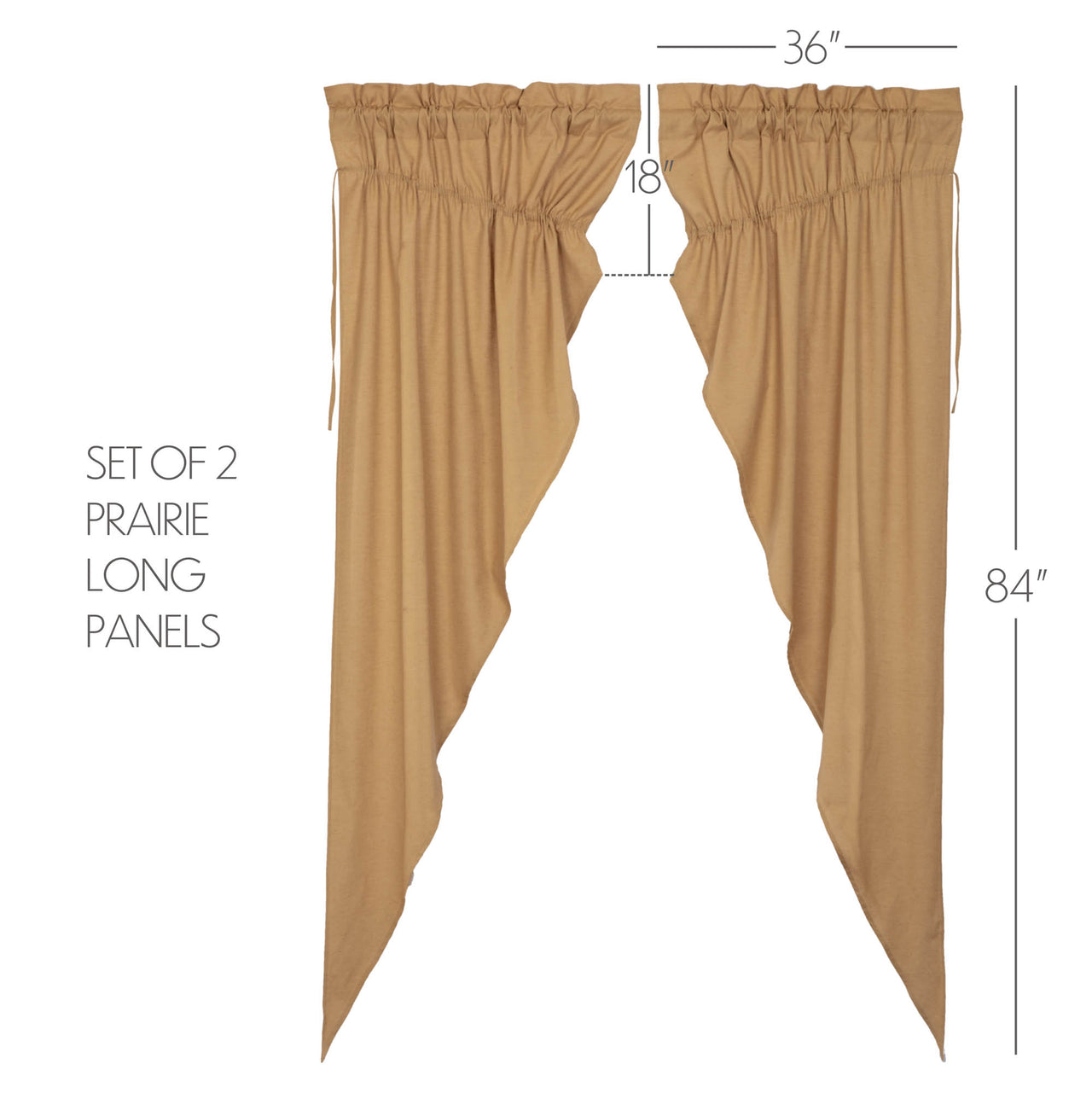 Simple Life Flax Khaki Prairie Long Panel Curtain Set of 2 84x36x18 VHC Brands