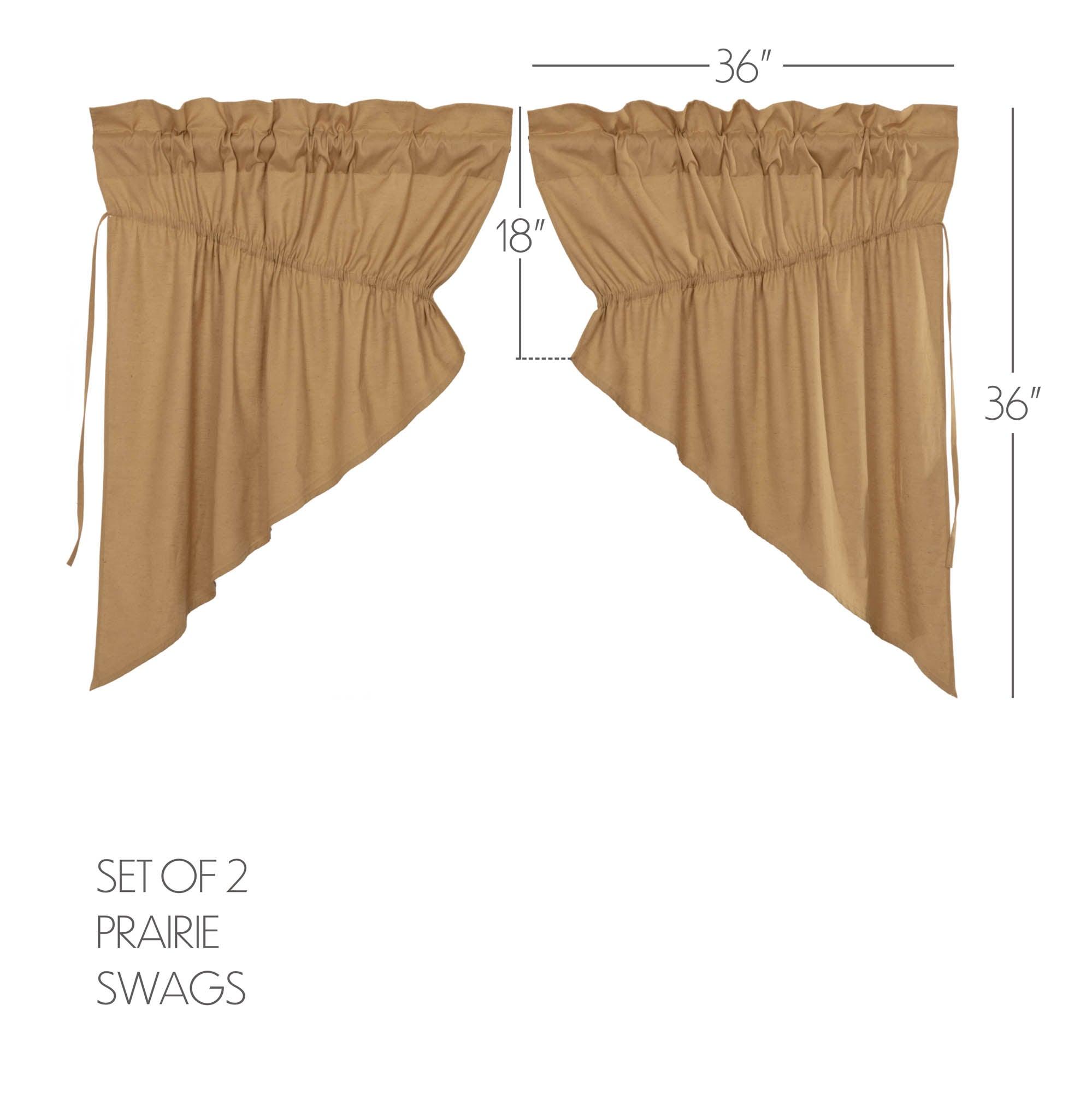 Simple Life Flax Khaki Prairie Swag Curtain Set of 2 36x36x18 VHC Brands - The Fox Decor