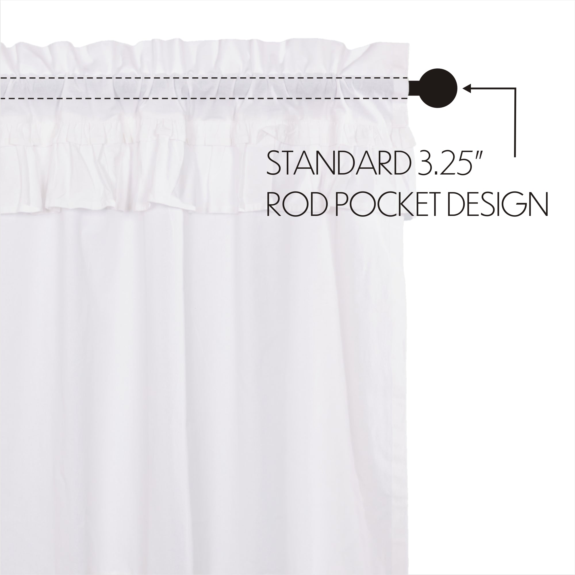 Muslin Ruffled Bleached White Prairie Long Panel Curtain Set of 2 84x36x18 VHC Brands