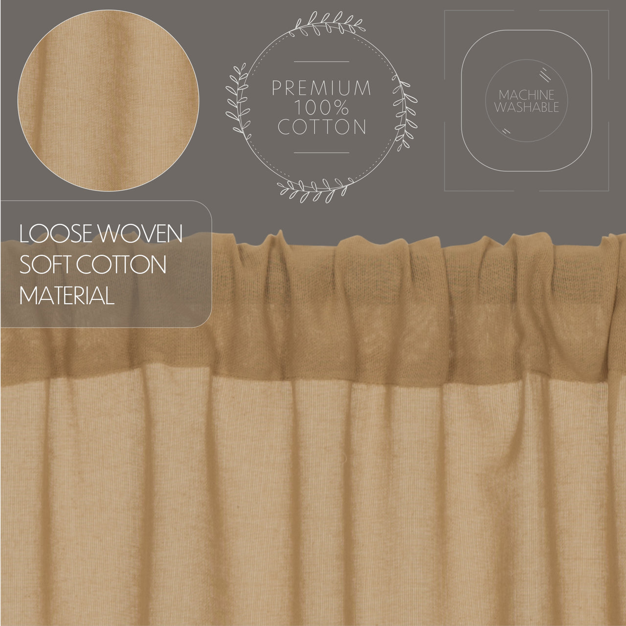 tobacco cloth prairie curtains Panel Set of 2 A lightweight tobacco cloth Tobacco Cloth Khaki Prairie Long