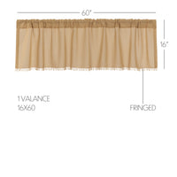 Thumbnail for Tobacco Cloth Khaki Valance Fringed Curtain 16x60 VHC Brands - The Fox Decor