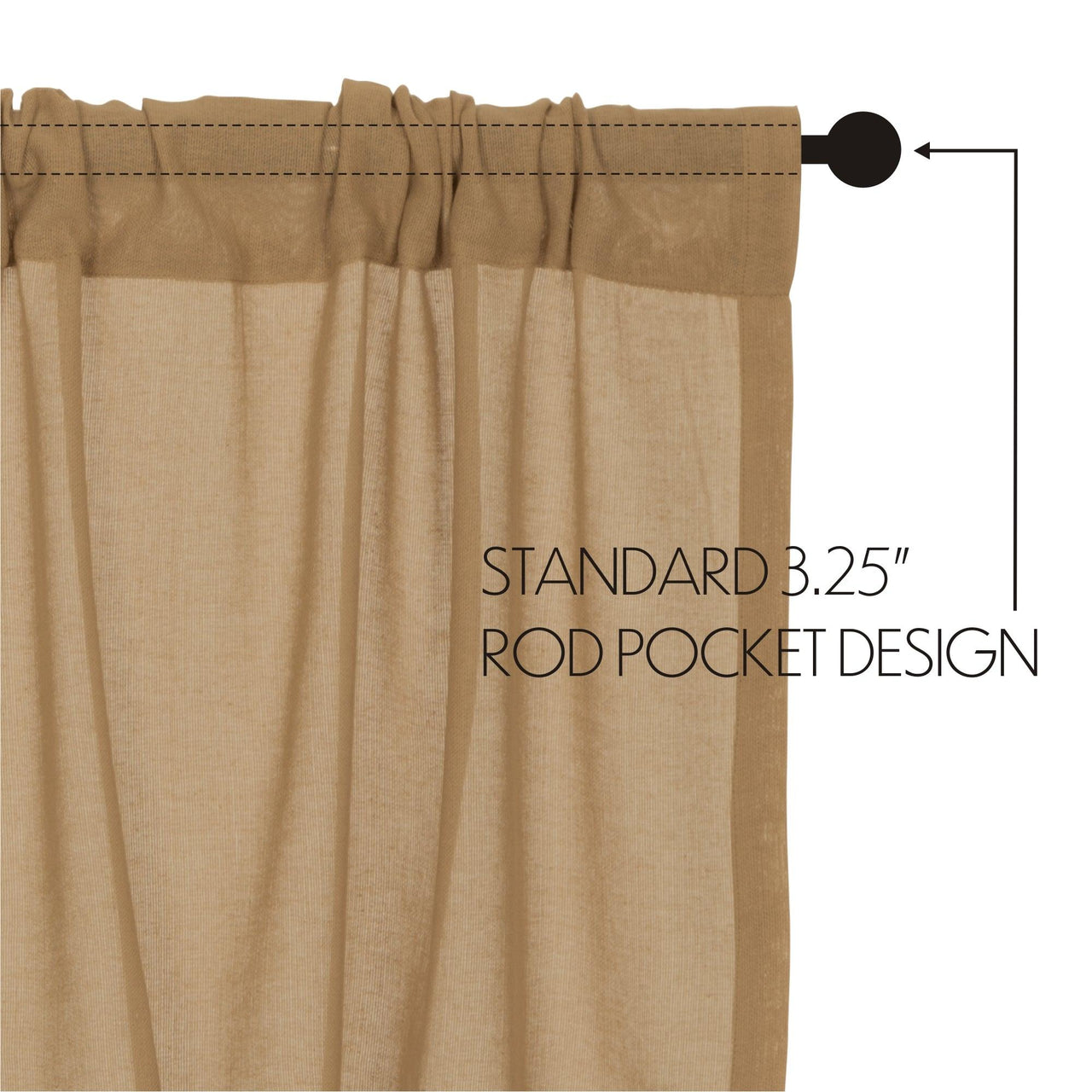 Tobacco Cloth Khaki Valance Fringed Curtain 16x60 VHC Brands - The Fox Decor