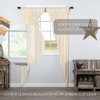 Tobacco Cloth Natural Prairie Long Panel Curtain Fringed Set of 2 84x36x18 VHC Brands