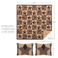 Bingham Star Queen Quilt Set; 1-Quilt 94Wx94L w/2 Shams 21x27 VHC Brands