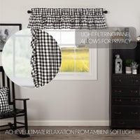 Thumbnail for Annie Buffalo Black Check Ruffled Valance Curtain 16x72 VHC Brands