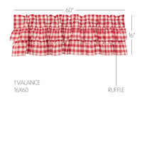 Annie Buffalo Red Check Ruffled Valance Curtain 16x60 VHC Brands