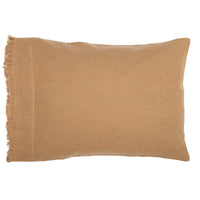 Burlap Natural Standard Pillow Case w/ Fringed Ruffle Set of 2 21x30 VHC Brands