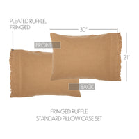 Burlap Natural Standard Pillow Case w/ Fringed Ruffle Set of 2 21x30 VHC Brands
