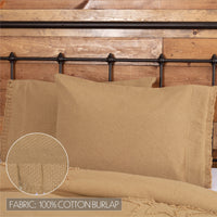 Burlap Natural Standard Pillow Case w/ Fringed Ruffle Set of 2 21x30 VHC Brands