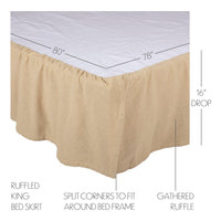 Burlap Vintage Ruffled King Bed Skirt 78x80x16 - The Fox Decor