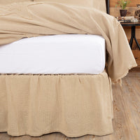 Burlap Vintage Ruffled Queen Bed Skirt 60x80x16 - The Fox Decor