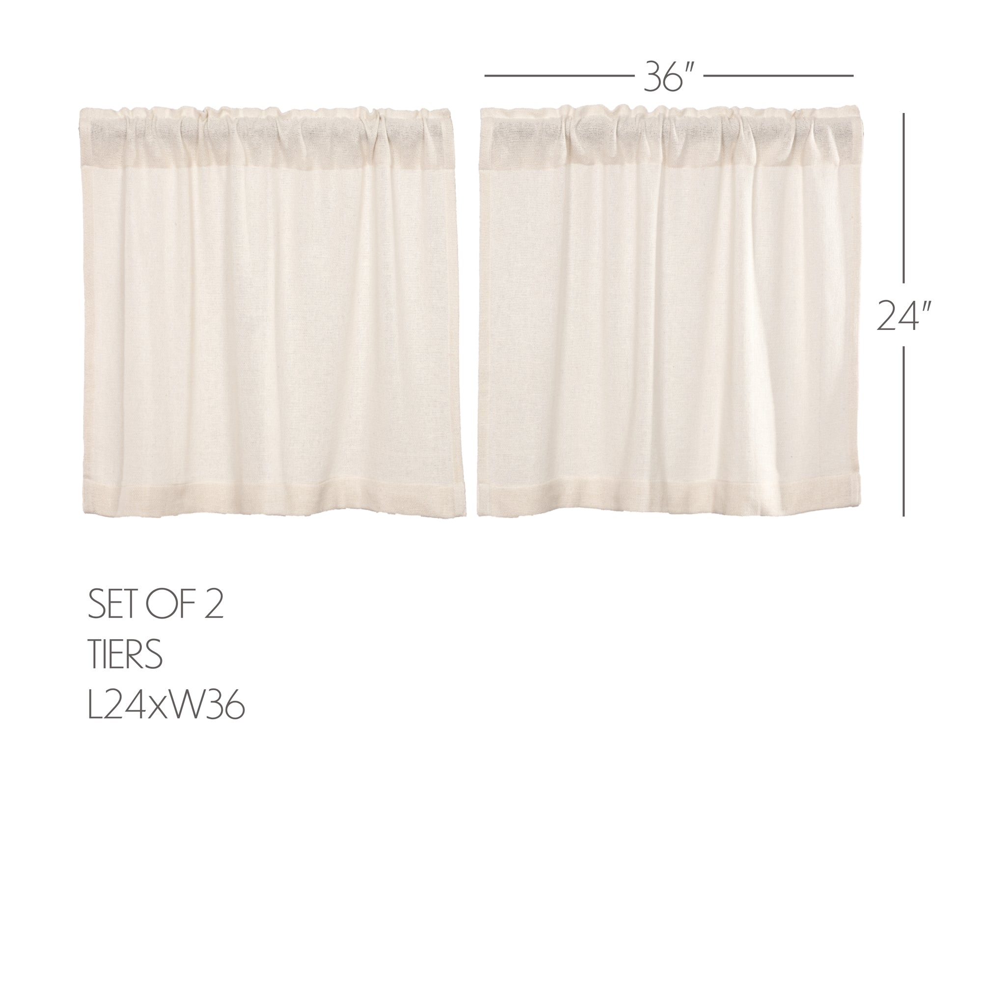 Burlap Antique White Tier Curtain Set of 2 L24xW36