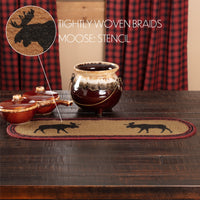 Cumberland Stenciled Moose Jute Runner Oval 8x24 VHC Brands