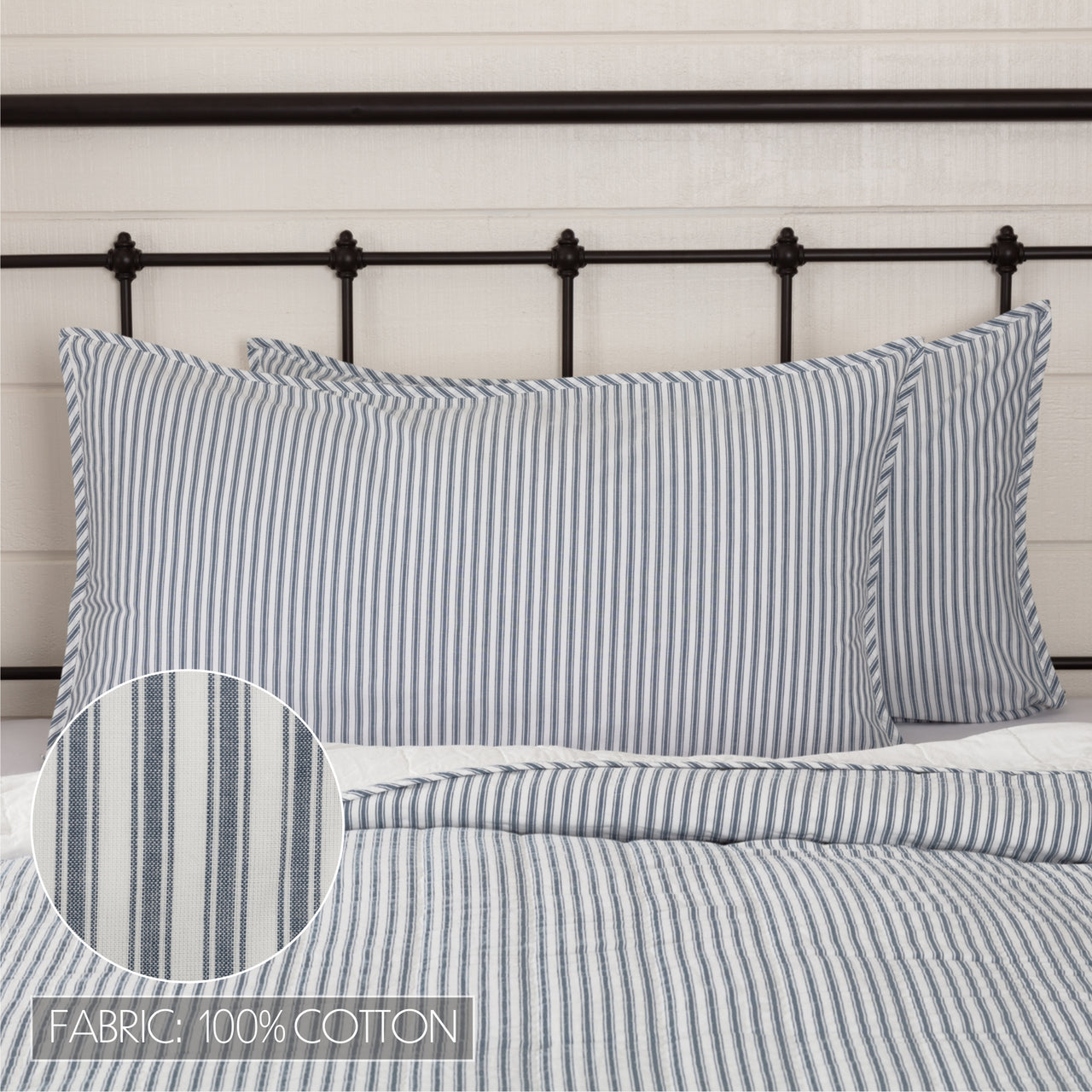 Sawyer Mill Blue Ticking Stripe King Sham 21x37 VHC Brands