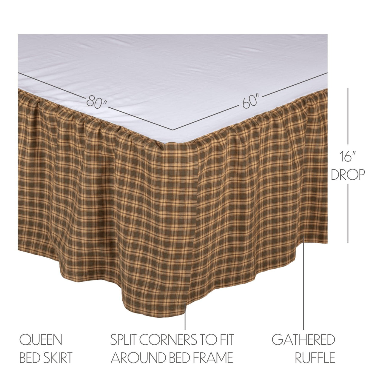 Cedar Ridge Queen Bed Skirt 60x80x16 - The Fox Decor