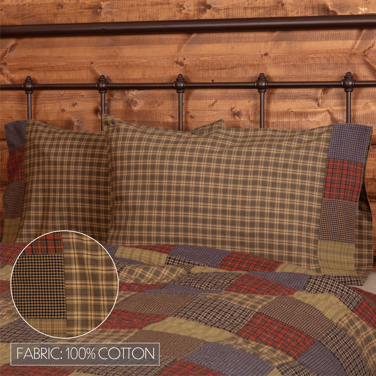 Cedar Ridge Standard Pillow Case with Block Border Set of 2 21x30 VHC Brands