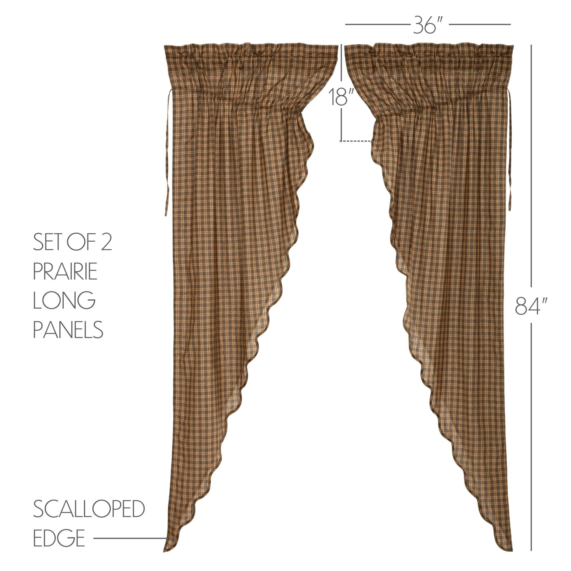Cedar Ridge Prairie Long Panel Curtain Scalloped Set of 2 84x36x18 VHC Brands - The Fox Decor