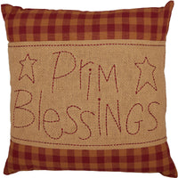 Burgundy Check Prim Blessings Pillow 12x12 - The Fox Decor