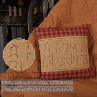 Burgundy Check Prim Blessings Pillow 12x12 - The Fox Decor