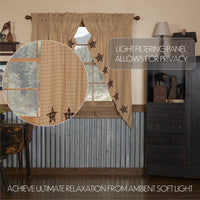 Bingham Star Prairie Short Panel Curtain Applique Star Set of 2 63x36x18