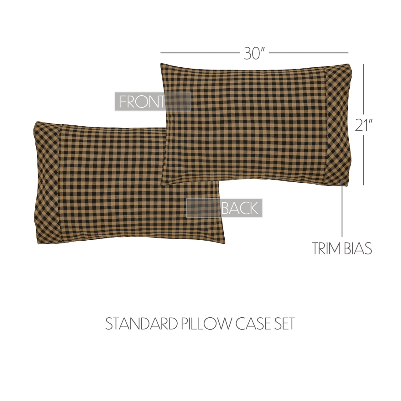 Black Check Standard Pillow Case Set of 2 21x30 VHC Brands