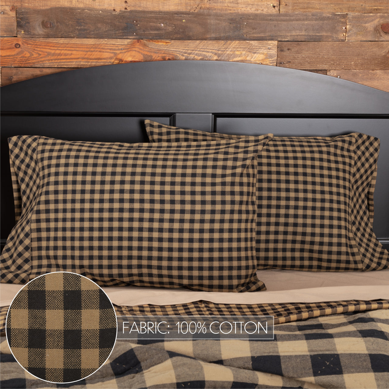Black Check Standard Pillow Case Set of 2 21x30 VHC Brands