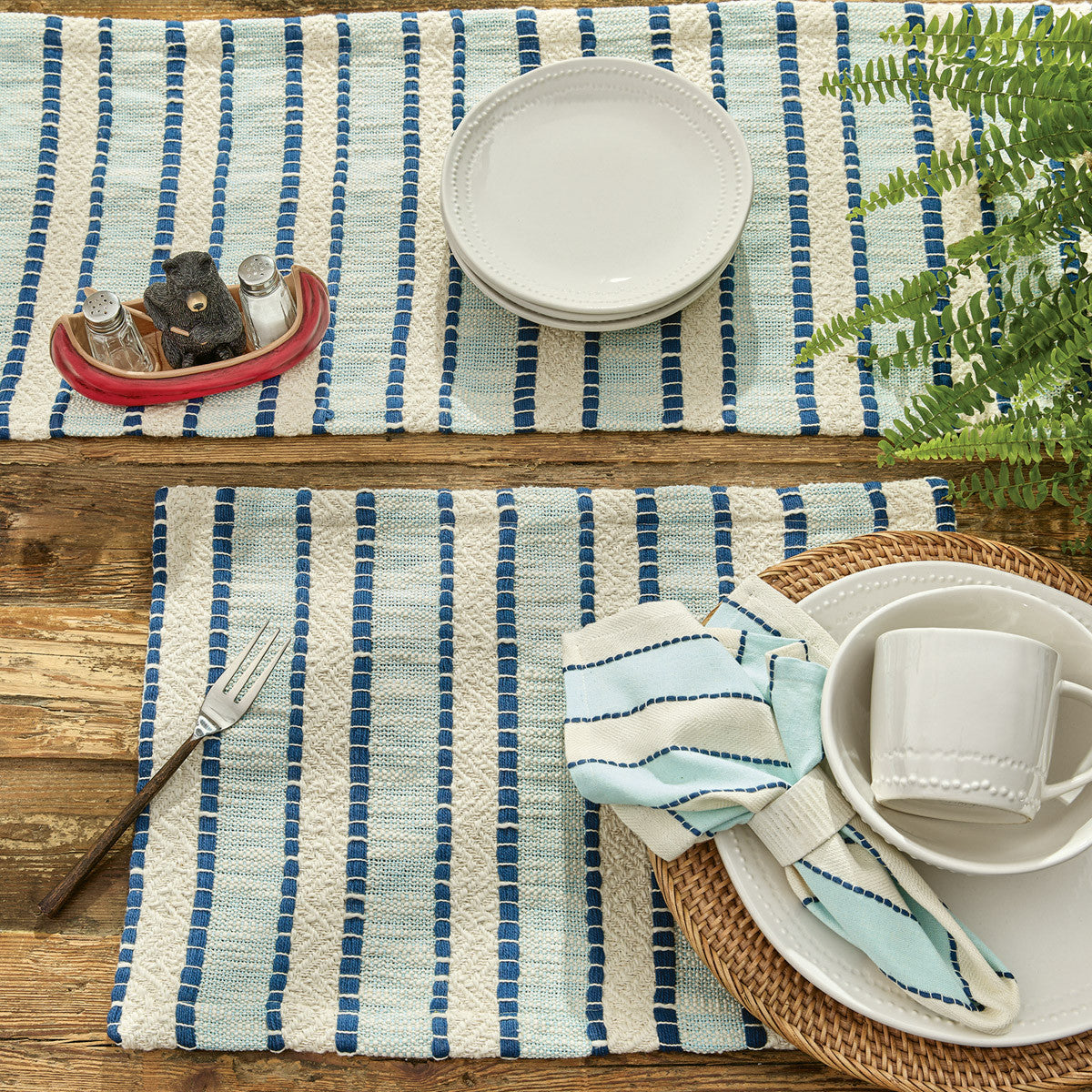 Dockside Stripe Table Runner 36" L Set of 2 Park Designs - The Fox Decor