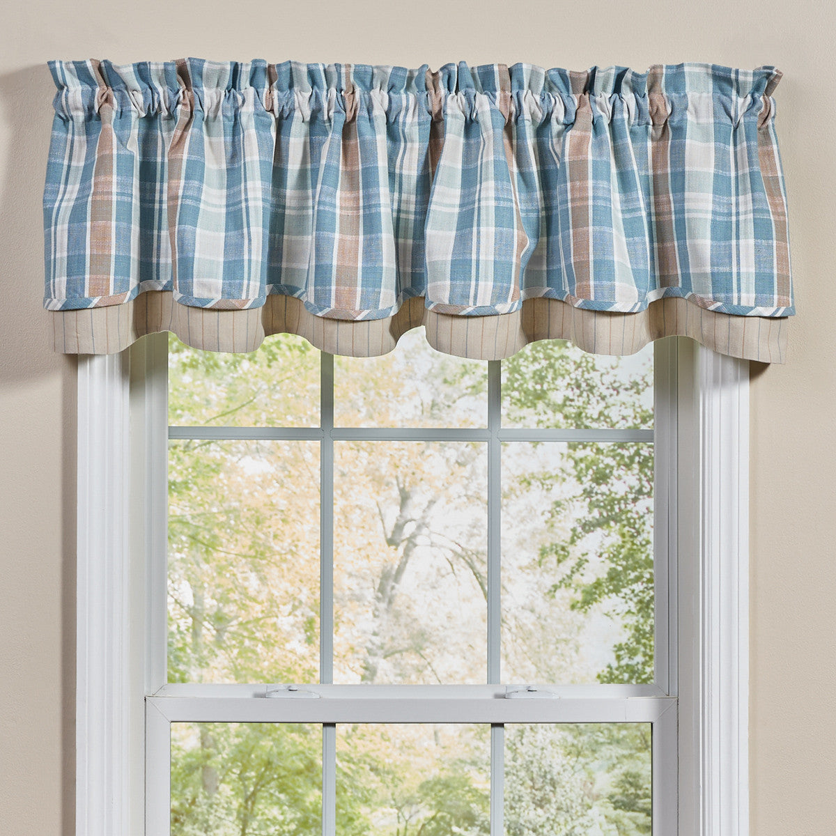 Jordan Plaid Lined Layered Valance 16" L Set of 2 Park Designs - The Fox Decor