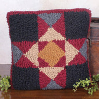Quilt Square Wool hooked Pillow PL264002 - Interiors by Elizabeth