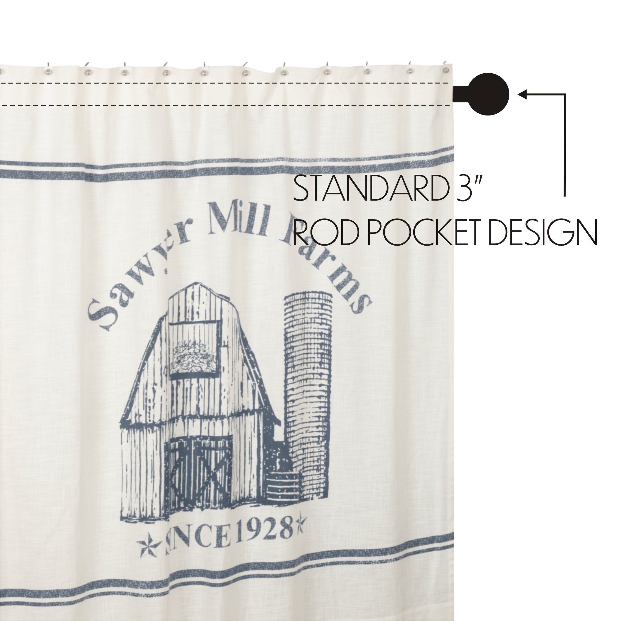 Sawyer Mill Blue Barn Shower Curtain 72