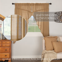 Burlap Natural Prairie Short Panel Curtain Set of 2 63x36x18 VHC Brands