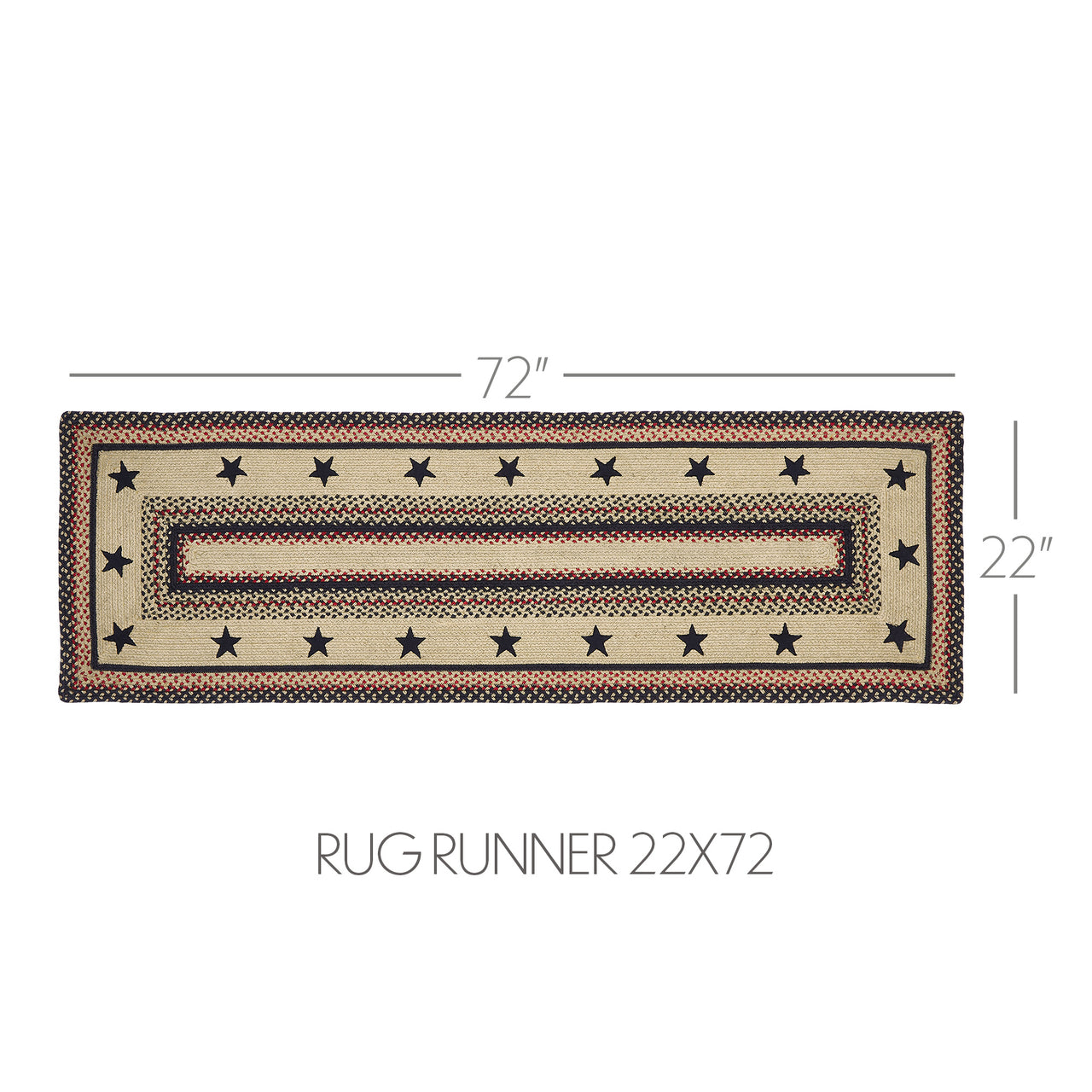 Colonial Star Jute Braided Rug/Runner Rect with Rug Pad 22"x72" VHC Brands