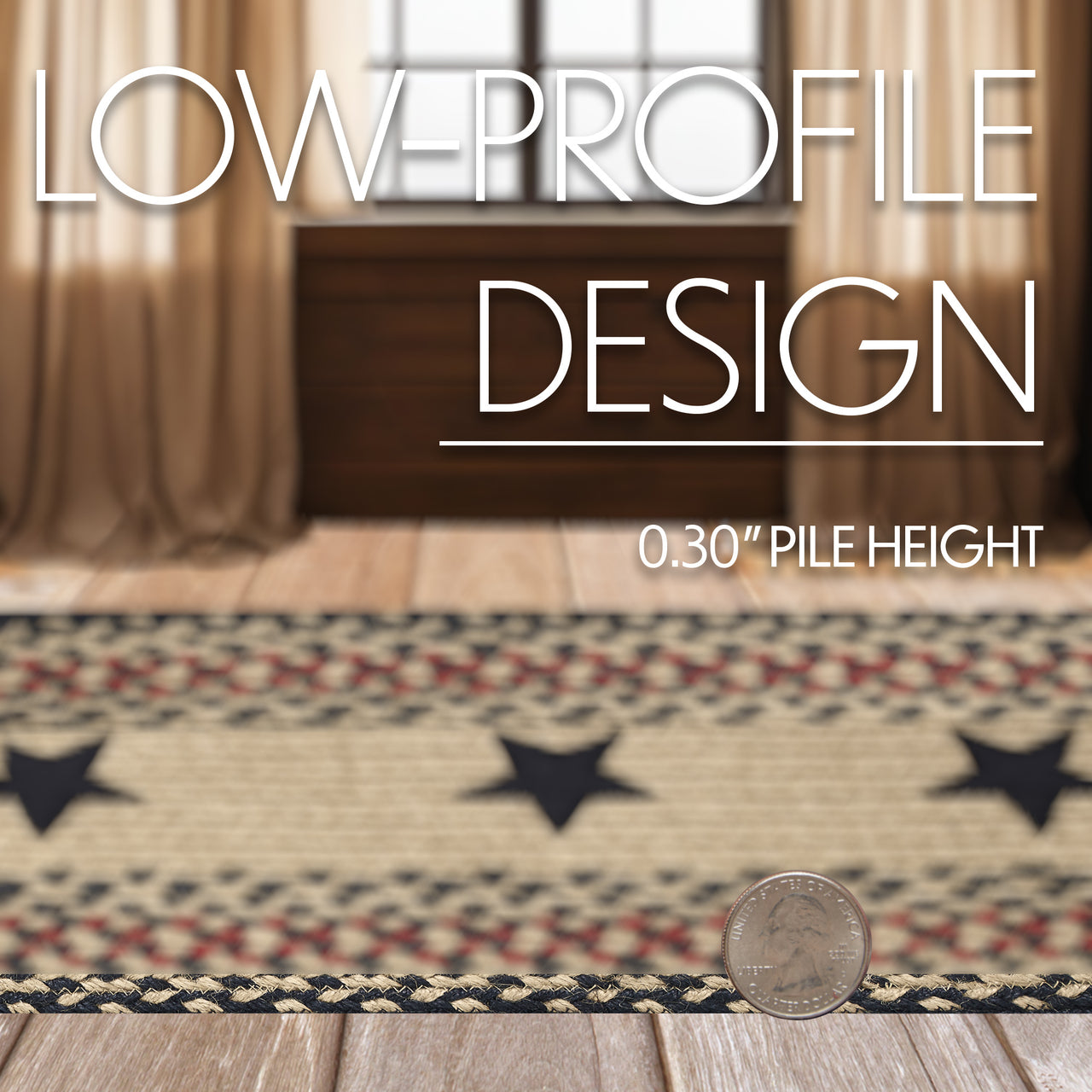 Colonial Star Jute Braided Rug/Runner Rect with Rug Pad 22"x72" VHC Brands