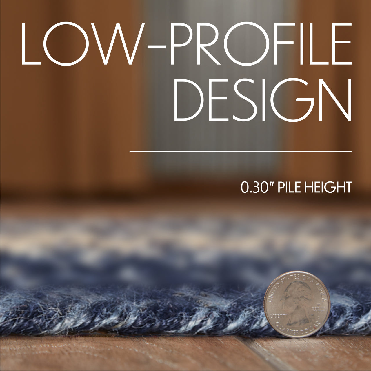 Great Falls Blue Jute Braided Rug Half Circle 16.5"x33" VHC Brands