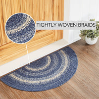 Great Falls Blue Jute Braided Rug Half Circle 16.5