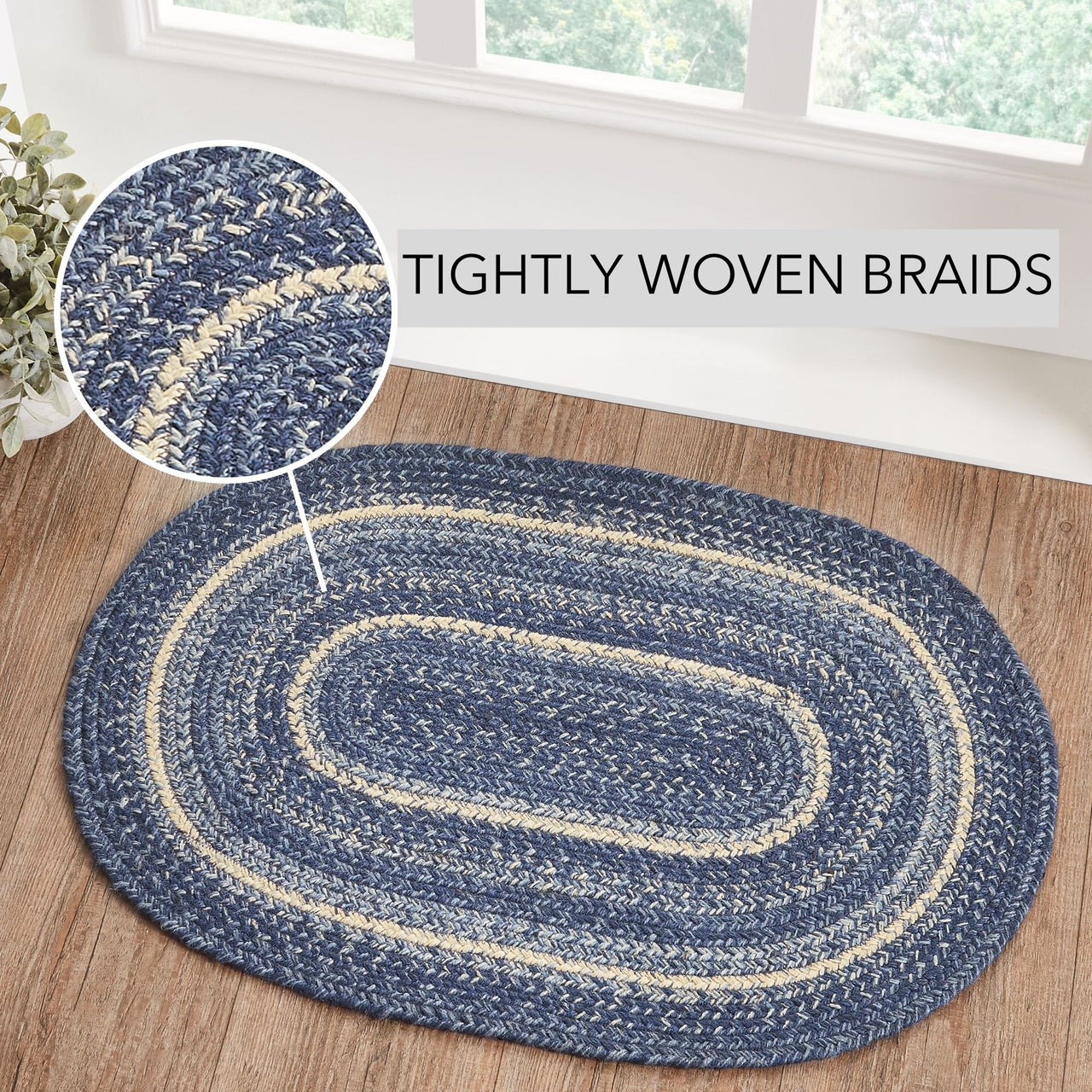 Great Falls Blue Jute Braided Rug Oval 20"x30" VHC Brands - The Fox Decor
