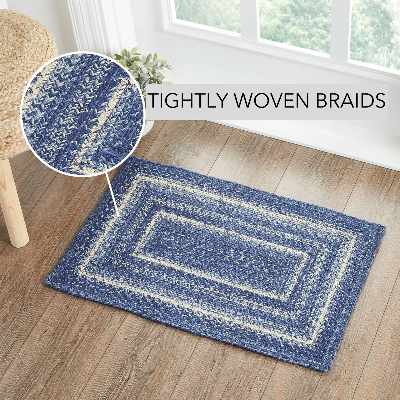 Great Falls Blue Jute Braided Rug Rect 20"x30" VHC Brands - The Fox Decor