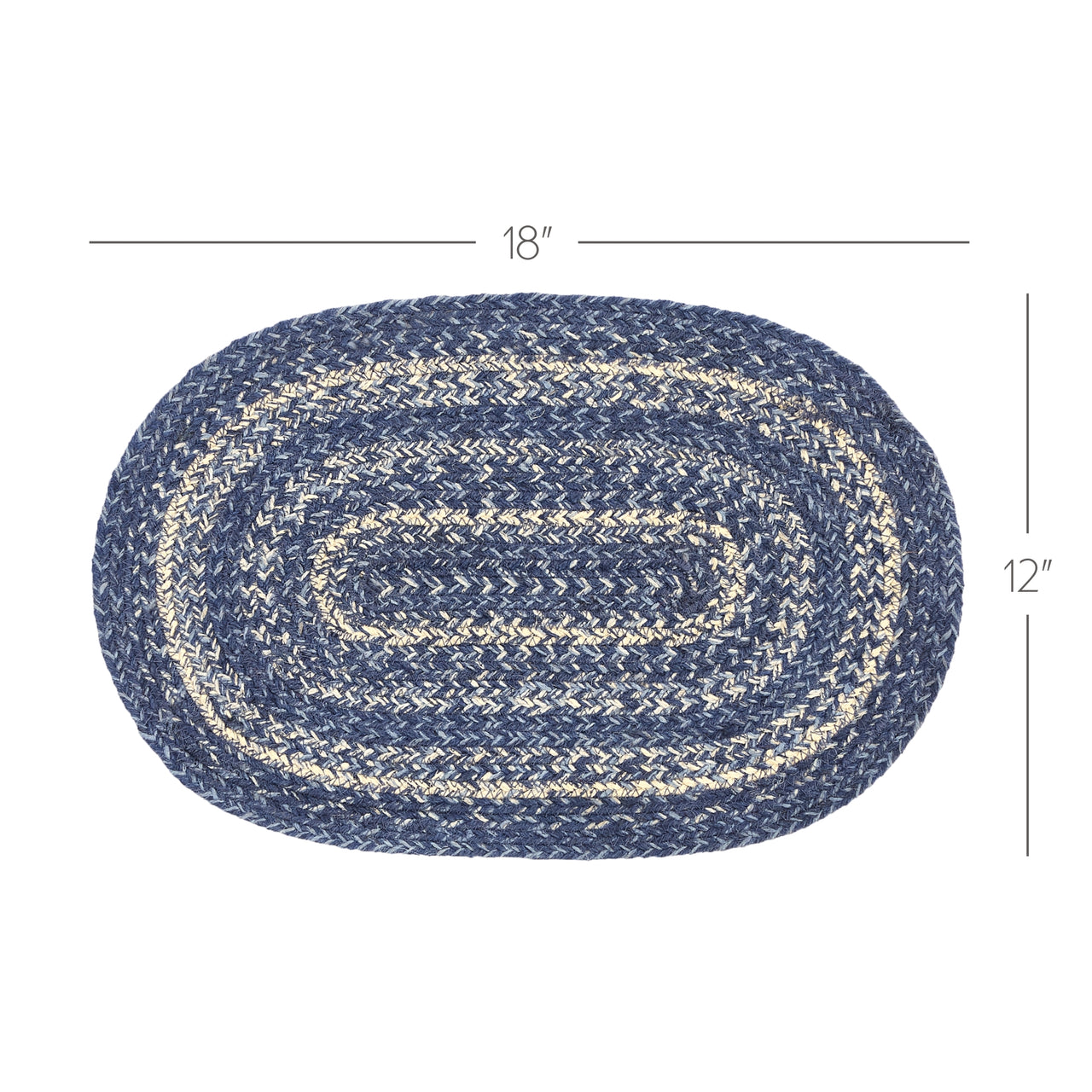Great Falls Blue Jute Braided Oval Placemat 12"x18" VHC Brands