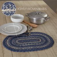 Great Falls Blue Jute Braided Oval Placemat 12