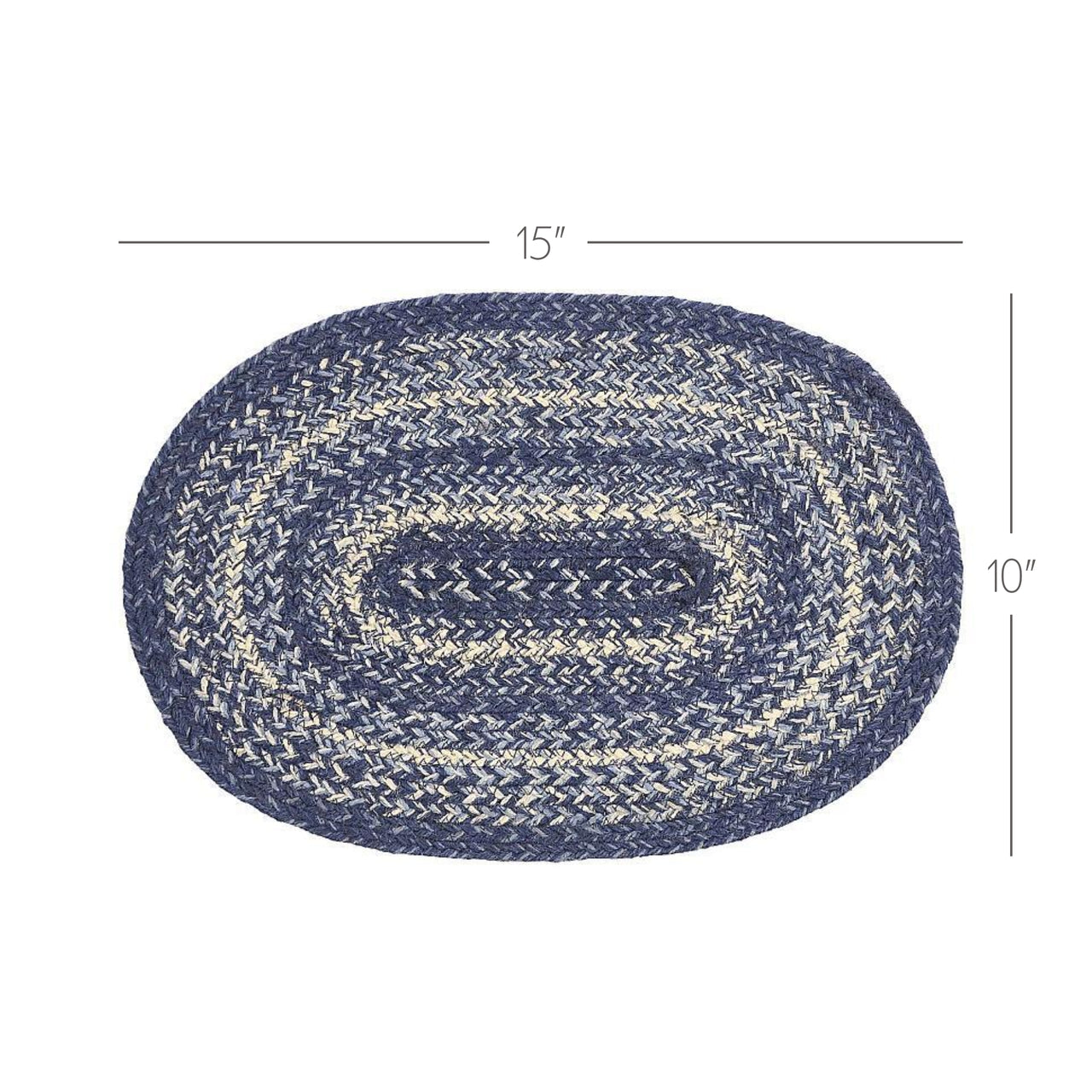 Great Falls Blue Jute Braided Oval Placemat 10"x15" VHC Brands