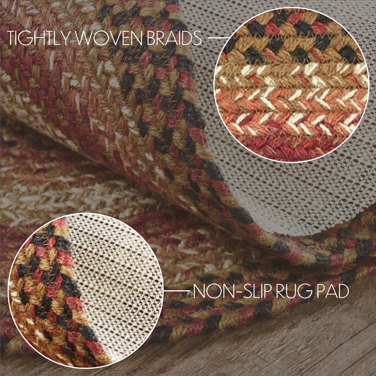 Ginger Spice Jute Braided Rug Oval with Rug Pad 5'x8' VHC Brands