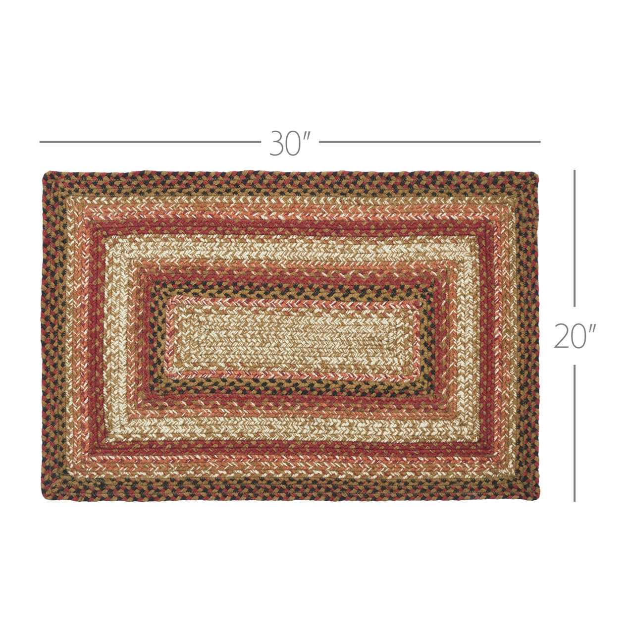 Ginger Spice Jute Braided Rug Rect 20"x30" VHC Brands - The Fox Decor