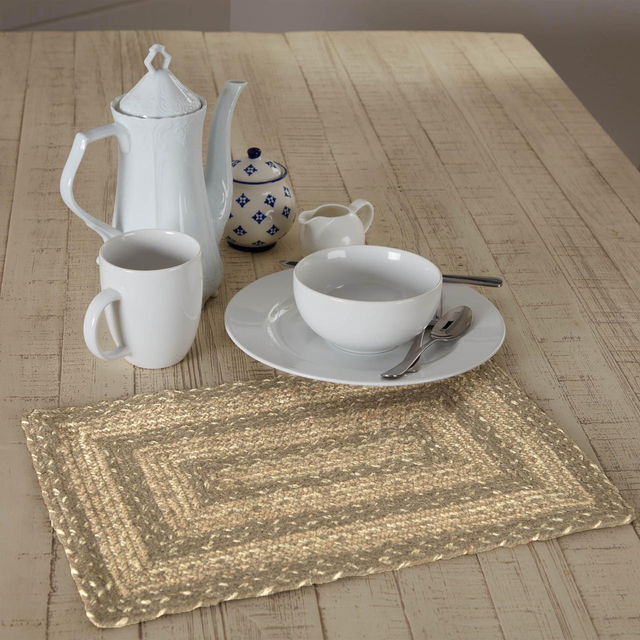 Cobblestone Jute Rect Placemat 12x18 - The Fox Decor
